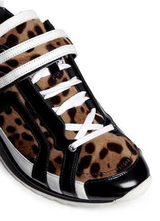 Detail View - Click To Enlarge - PIERRE HARDY - Fur tongue pony hair mix sneakers