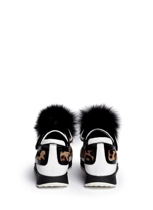 Back View - Click To Enlarge - PIERRE HARDY - Fur tongue pony hair mix sneakers