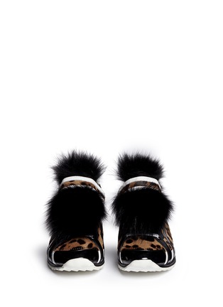 Figure View - Click To Enlarge - PIERRE HARDY - Fur tongue pony hair mix sneakers
