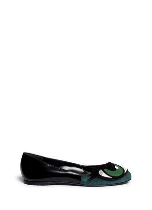 Main View - Click To Enlarge - PIERRE HARDY - 'Oh Roy' eye appliqué suede mix ballerina flats