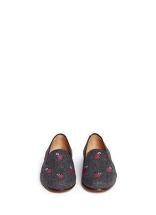 Figure View - Click To Enlarge - STUBBS & WOOTTON - Grenade embroidery wool felt slip-ons