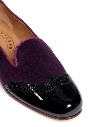 Detail View - Click To Enlarge - STUBBS & WOOTTON - Patent leather wingtip velvet slip-ons