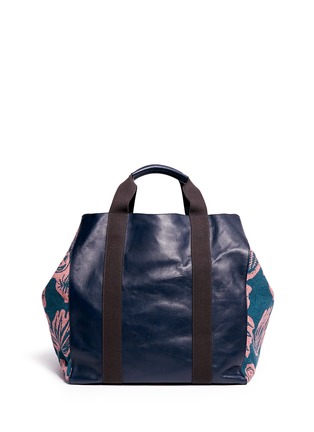Back View - Click To Enlarge - PAUL SMITH - Botanical art garden jacquard leather tote