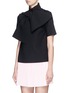 Front View - Click To Enlarge - MSGM - Raw edge sash double crepe top