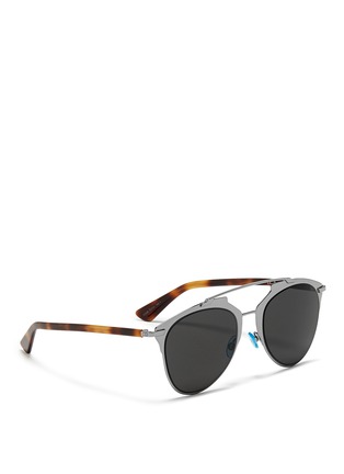 Figure View - Click To Enlarge - DIOR - 'Dior Reflected' double bridge wire frame aviator sunglasses