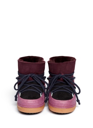 Figure View - Click To Enlarge - INUIKII - 'Classic' suede patchwork sheepskin shearling boots