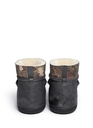 Back View - Click To Enlarge - INUIKII - 'Camouflage' suede sheepkin shearling boots