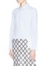 Front View - Click To Enlarge - 72723 - Stripe contrast cotton high-low shirt