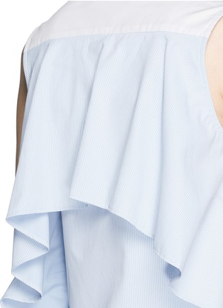 Detail View - Click To Enlarge - 72723 - Stripe ruffle back sleeveless cotton shirt