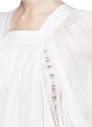 Detail View - Click To Enlarge - CHLOÉ - Ladder stitch embroidery silk gauze blouse