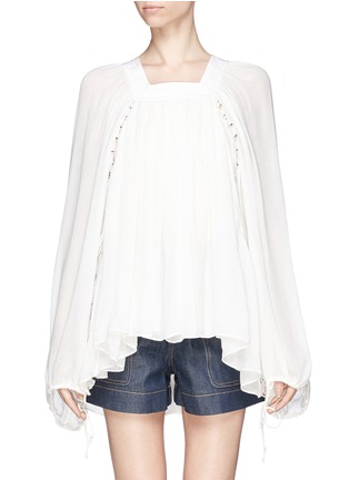 Main View - Click To Enlarge - CHLOÉ - Ladder stitch embroidery silk gauze blouse