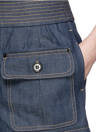 Detail View - Click To Enlarge - CHLOÉ - Orange embroidery cotton denim shorts