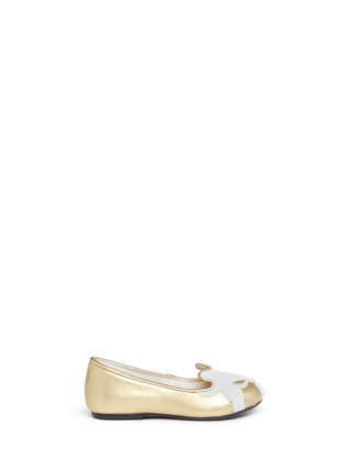 Main View - Click To Enlarge - LITTLE MARC JACOBS - Mouse metallic leather toddler ballerina flats