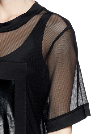 Detail View - Click To Enlarge - NICOPANDA - Glossy logo tiered mesh maxi dress