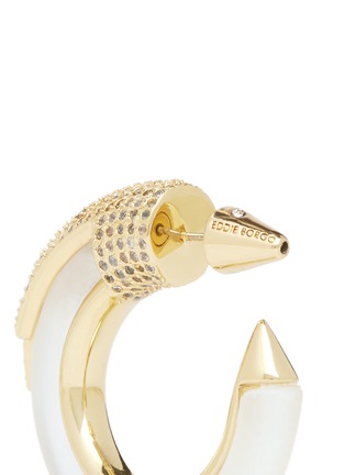 Detail View - Click To Enlarge - EDDIE BORGO - Frosted agate crystal pavé hoop earrings
