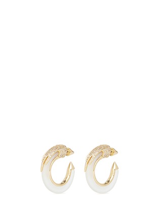 Main View - Click To Enlarge - EDDIE BORGO - Frosted agate crystal pavé hoop earrings