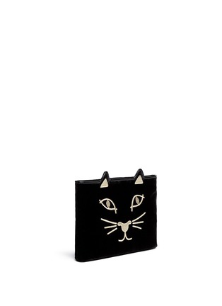 Front View - Click To Enlarge - CHARLOTTE OLYMPIA - 'Kitty' velvet pouch