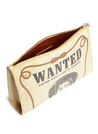 Detail View - Click To Enlarge - CHARLOTTE OLYMPIA - 'Wanted' poster print leather clutch