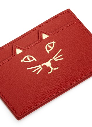 Detail View - Click To Enlarge - CHARLOTTE OLYMPIA - 'Feline' cat face leather card holder