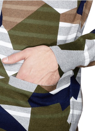 Detail View - Click To Enlarge - SACAI - Bengal stripe geometric shape cotton cardigan