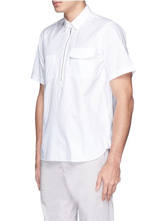 Front View - Click To Enlarge - SACAI - Zip placket cotton poplin shirt
