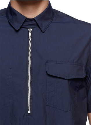 Detail View - Click To Enlarge - SACAI - Zip placket cotton poplin shirt