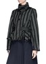 Front View - Click To Enlarge - SACAI LUCK - Tweed stripe blouson jacket