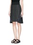 Front View - Click To Enlarge - SACAI LUCK - Tweed stripe pleat side pencil skirt