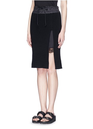 Front View - Click To Enlarge - SACAI LUCK - Elastic waist rib knit skirt