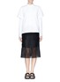Figure View - Click To Enlarge - SACAI LUCK - Eyelet lace pencil skirt