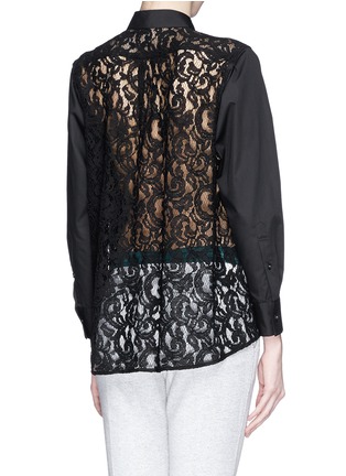 Back View - Click To Enlarge - SACAI LUCK - Lace back poplin shirt