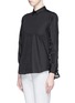 Front View - Click To Enlarge - SACAI LUCK - Lace back poplin shirt