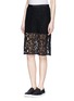Front View - Click To Enlarge - SACAI LUCK - Knit shorts underlay lace skirt 