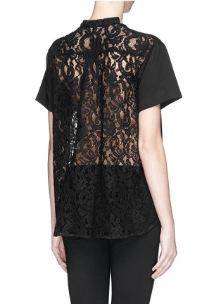 Back View - Click To Enlarge - SACAI LUCK - Lace back cotton T-shirt