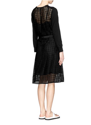 Back View - Click To Enlarge - SACAI LUCK - Sweater lace combo dress