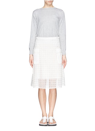 Main View - Click To Enlarge - SACAI LUCK - Sweater lace combo dress