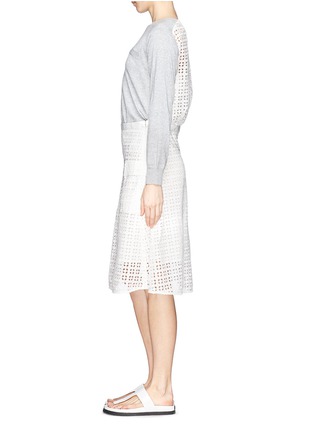 Figure View - Click To Enlarge - SACAI LUCK - Sweater lace combo dress