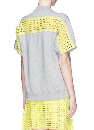 Back View - Click To Enlarge - SACAI LUCK - Eyelet lace panel cotton sweatshirt