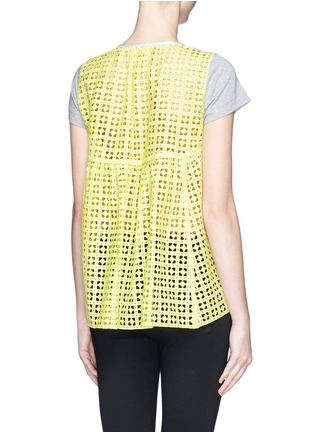 Back View - Click To Enlarge - SACAI LUCK - Eyelet lace back cotton T-shirt