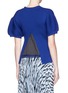 Back View - Click To Enlarge - SACAI LUCK - Lace underlay puff sleeve rib knit sweater