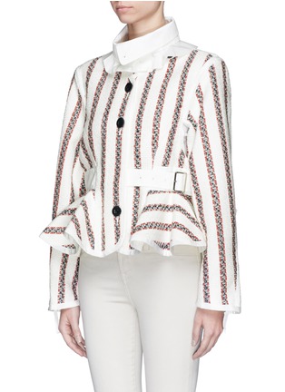 Front View - Click To Enlarge - SACAI LUCK - Tweed stripe blouson jacket