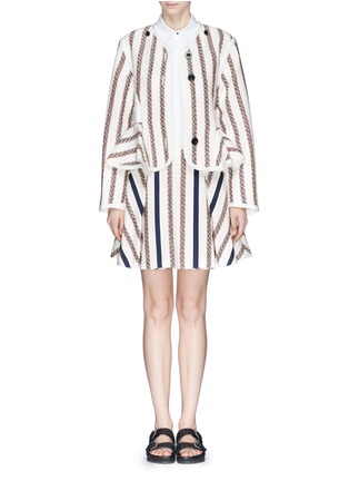 Figure View - Click To Enlarge - SACAI LUCK - Tweed stripe flare skirt