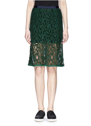 Main View - Click To Enlarge - SACAI LUCK - Knit shorts underlay lace skirt 