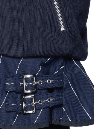 Detail View - Click To Enlarge - SACAI LUCK - Pinstripe peplum hem knit jacket