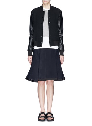 Figure View - Click To Enlarge - SACAI LUCK - Grosgrain trim flare skirt