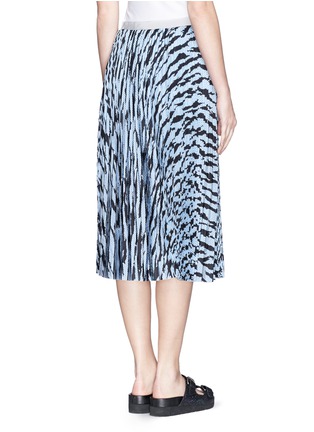 Back View - Click To Enlarge - SACAI LUCK - Zebra print pleat pinstripe cupro skirt