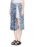 Front View - Click To Enlarge - SACAI LUCK - Zebra print pleat pinstripe cupro skirt