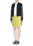 Figure View - Click To Enlarge - SACAI LUCK - Contrast grosgrain strap lace wrap skirt