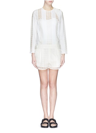 Main View - Click To Enlarge - SACAI LUCK - Poplin stripe lace romper
