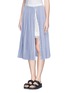Front View - Click To Enlarge - SACAI LUCK - Pleat pinstripe poplin skirt